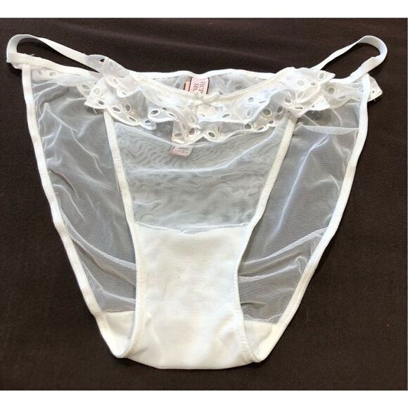 VICTORIA’S SECRET - NWT - L Sz L Dream Angels Sheer Eyelet-Trimmed String Bikini - Picture 2 of 14